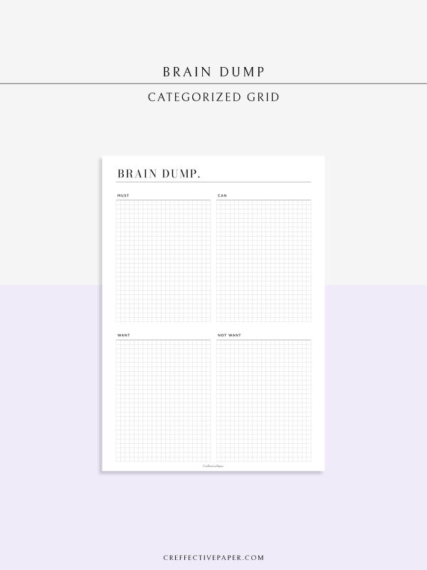 N122-1 | Brain Dump Template, Thought Organizer Supply