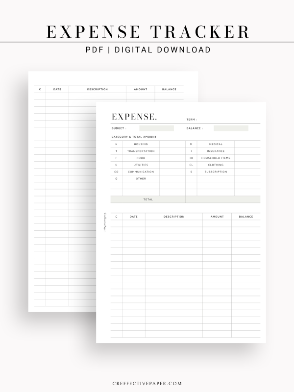 T126 | Expense Tracker in Budget, Spending Log Template Cheap