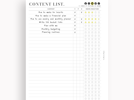 N131-2 | Contents List for Social Media Cheap