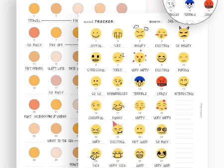 T116 | Monthly Emoji or Color Mood Tracker Online