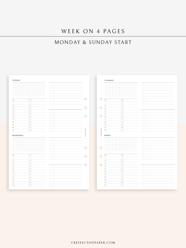 W117 | WO4P, Weekly 24-hour Schedule, To-do List Planner Template Cheap