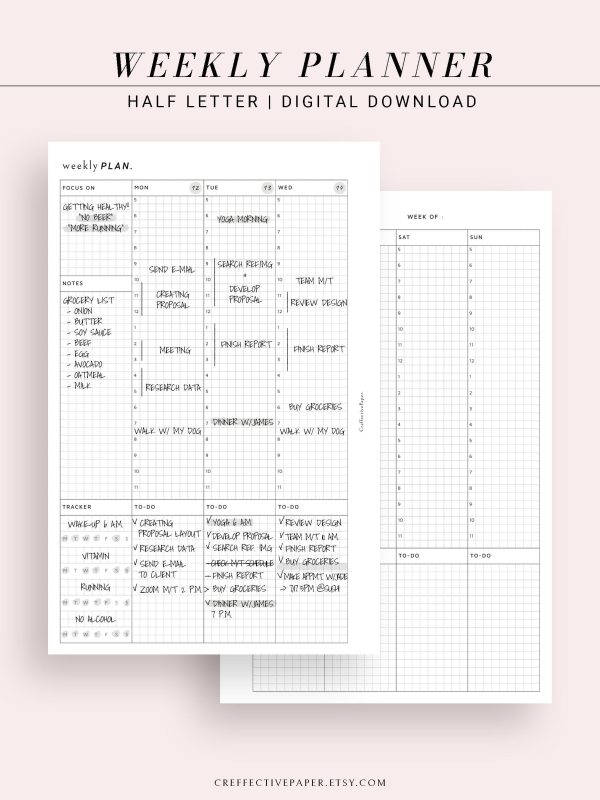 W102_V | Weekly Schedule Planner WO2P For Sale