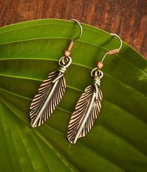 Copper Feathers by HPSilver - Copper Feather Dangle Earrings - 4051 Sale