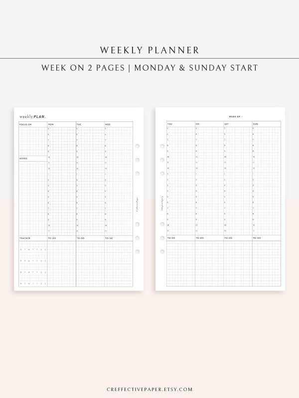 W102_V | Weekly Schedule Planner WO2P For Sale