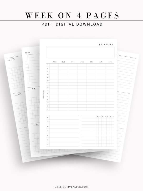 W114 | Week on 4 Pages, Weekly Schedule & Tracker & To-do Planner Discount