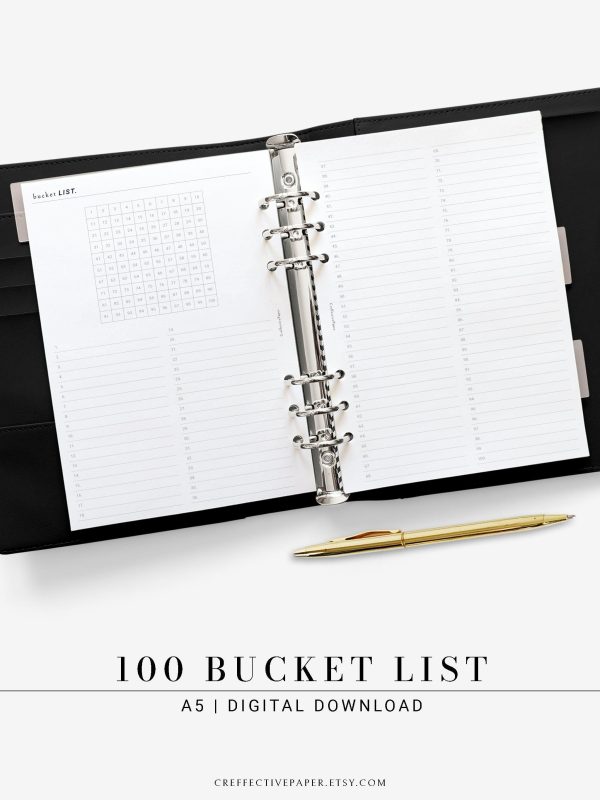 T102 | 100 Bucket List & Dream Log Template For Sale