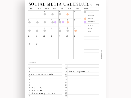 N131-4 | Social Media Calendar Supply