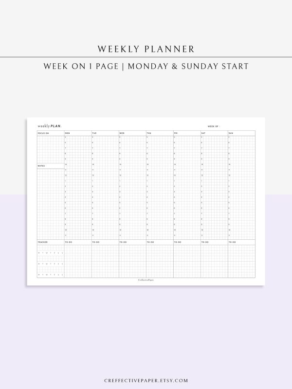 W102_H_1 | Horizontal Weekly Schedule Planner Fashion