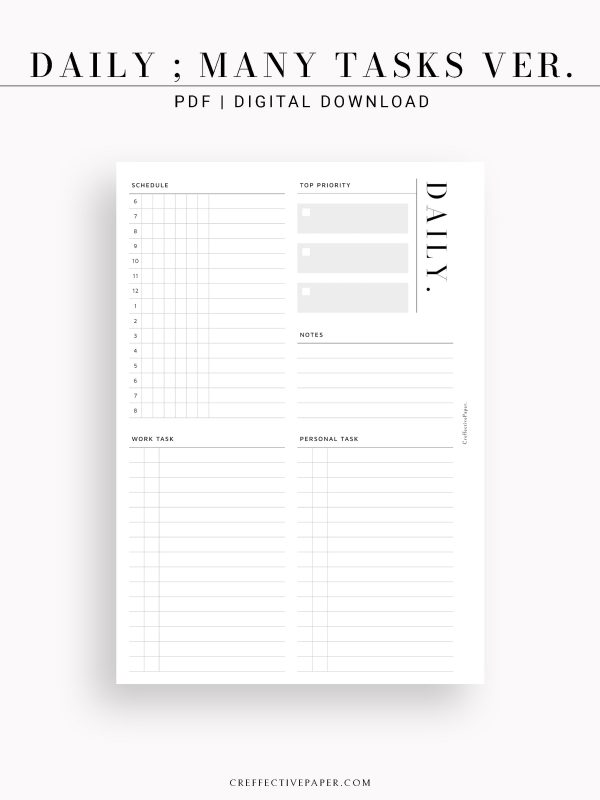 D114 | Daily Schedule Planner, Work & Personal Task Ver. Discount