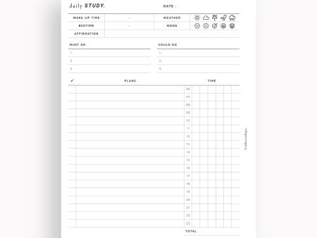 D108 | Daily Study Planner Inserts Printable Template Supply