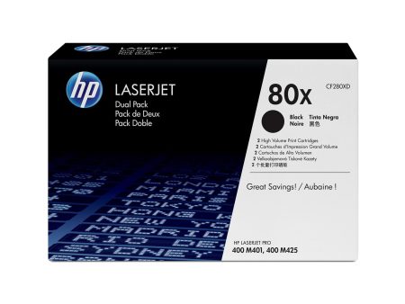 HP 80X High Capacity Original LaserJet Toner Cartridges - 2-pack Black CF280XD Sale