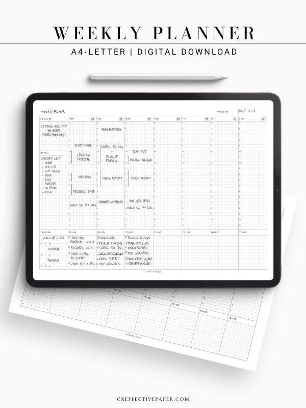 W102_H_1 | Horizontal Weekly Schedule Planner Fashion