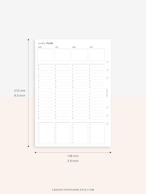 W111 | Weekly Schedule Planner Printable Inserts Template Online Sale