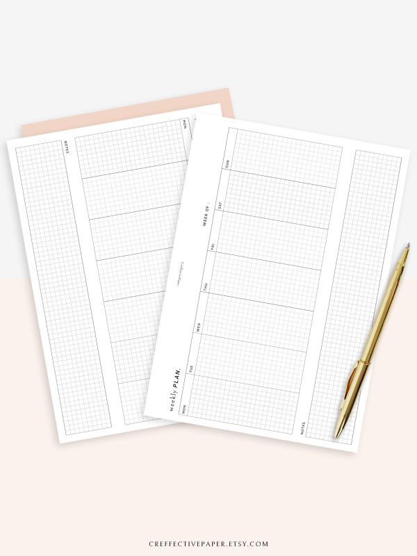 W102_H_2 | Horizontal Weekly Planner Printable Sale