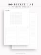 T102 | 100 Bucket List & Dream Log Template For Sale