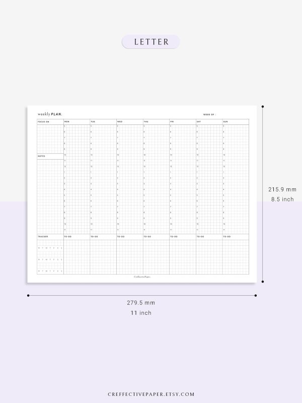 W102_H_1 | Horizontal Weekly Schedule Planner Fashion