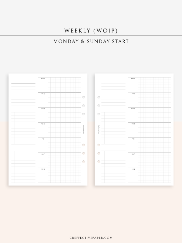 W108_G_WO1P | Weekly Planner, WO1P, Grid Discount