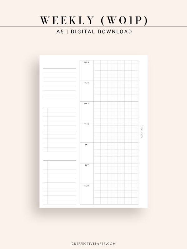 W108_G_WO1P | Weekly Planner, WO1P, Grid Discount