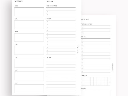 W101 | Week on a Page, Weekly Planner Printable Inserts Template For Cheap