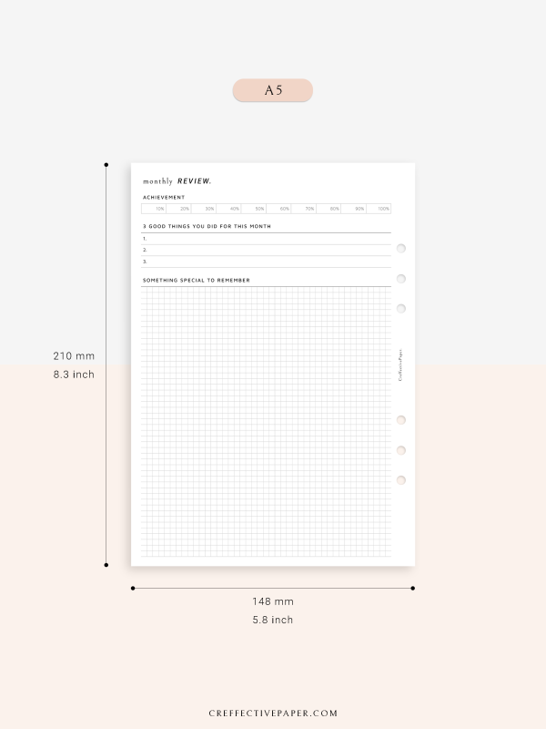 W118 | Monthly+Weekly+Review Total Planner Inserts Template, Monday Start Only Sale