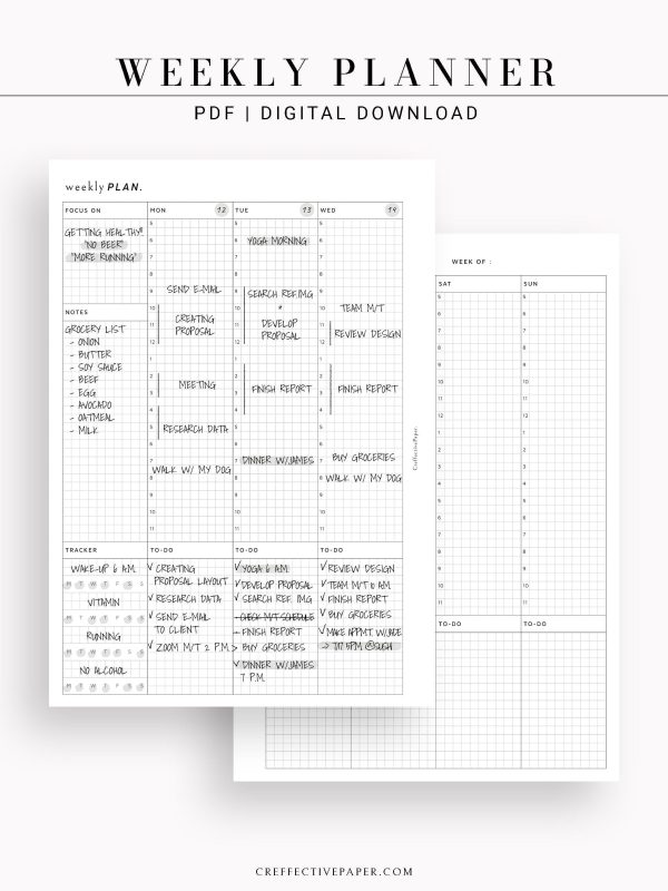 W102_V | Weekly Schedule Planner WO2P For Sale