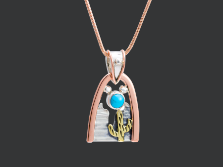 Saguaro Mountain - Sterling Silver and Copper Pendant - Sleeping Beauty Turquoise - 2160 For Discount