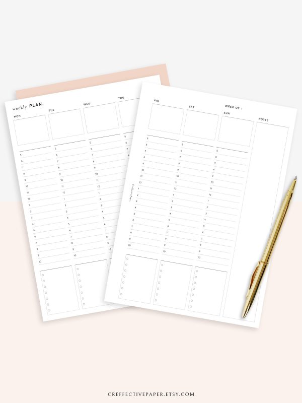 W111 | Weekly Schedule Planner Printable Inserts Template Online Sale