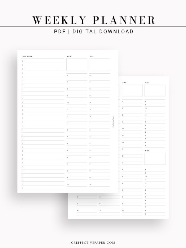 W112 | To-do List Type Weekly Schedule Planner Printable Inserts on Sale