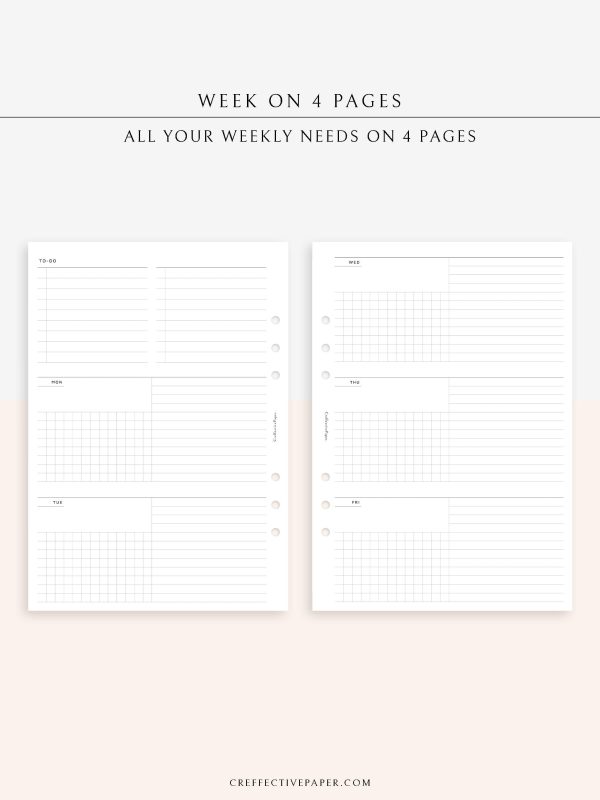 W114 | Week on 4 Pages, Weekly Schedule & Tracker & To-do Planner Discount