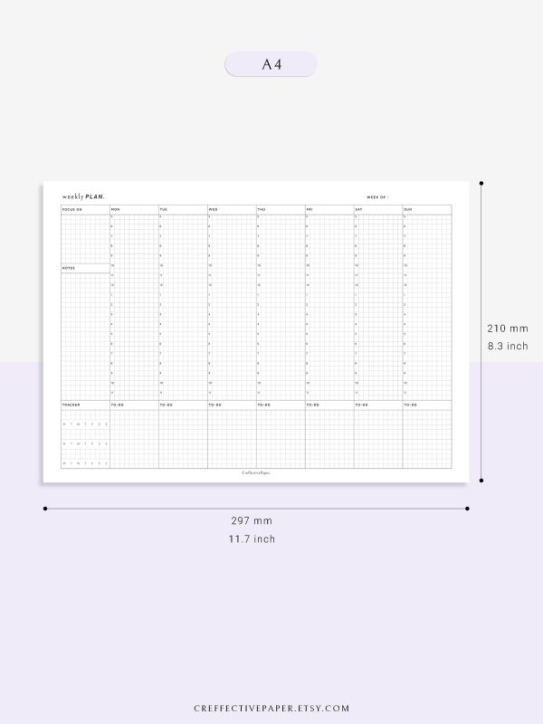 W102_H_1 | Horizontal Weekly Schedule Planner Fashion