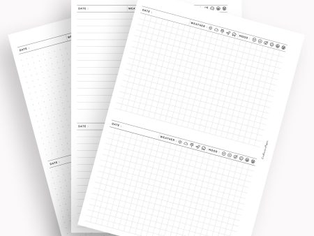 D112_2DO1P | Daily Journal Diary Printable Pages, Line Dot Grid Notes For Discount