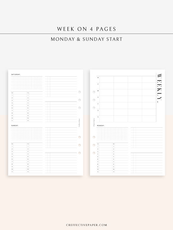 W117 | WO4P, Weekly 24-hour Schedule, To-do List Planner Template Cheap