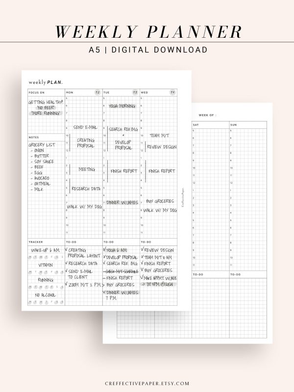 W102_V | Weekly Schedule Planner WO2P For Sale