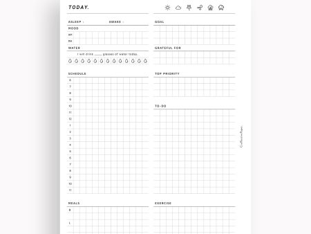 D102 | Daily Planner Inserts Printable Template, Minimal Grid Layout Online