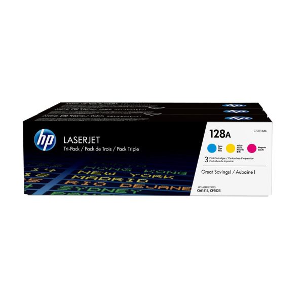 HP 128A Original LaserJet Toner Cartridges - Tri-Colour Cyan Magenta Yellow CF371AM Cheap