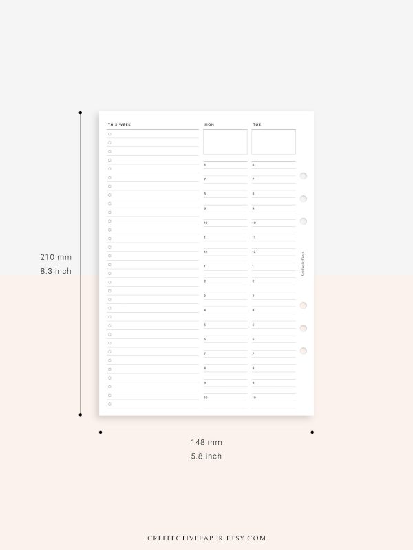 W112 | To-do List Type Weekly Schedule Planner Printable Inserts on Sale