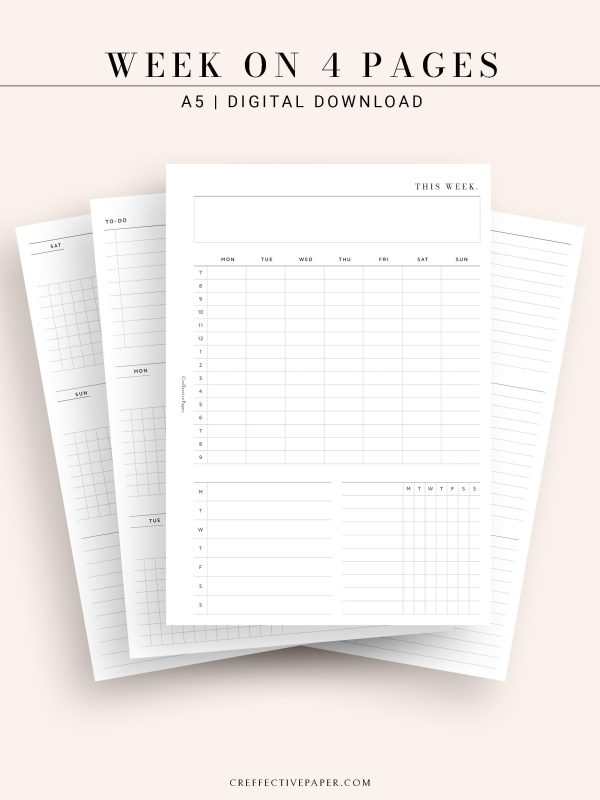 W114 | Week on 4 Pages, Weekly Schedule & Tracker & To-do Planner Discount