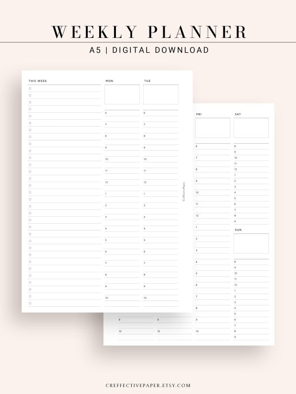 W112 | To-do List Type Weekly Schedule Planner Printable Inserts on Sale