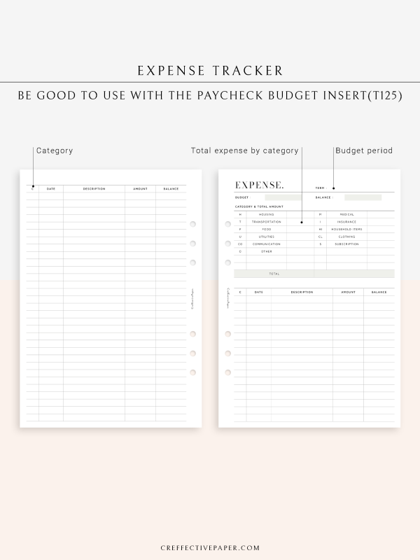 T126 | Expense Tracker in Budget, Spending Log Template Cheap