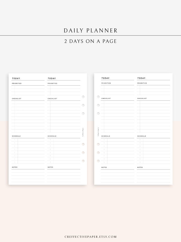 D101 | 2 Days on a Page, Daily Planner Online Hot Sale