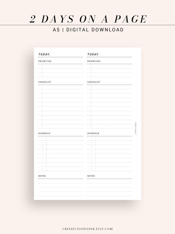 D101 | 2 Days on a Page, Daily Planner Online Hot Sale