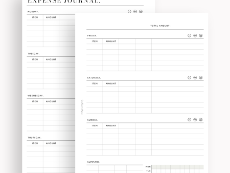 N126 | Expense Journal Pages, Weekly Spending Log, Financial Planner on Sale