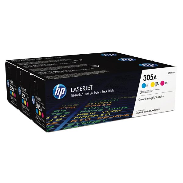 HP 305A Original LaserJet Toner Cartridge - Tri-Colour Cyan Magenta Yellow CF370AM Online now