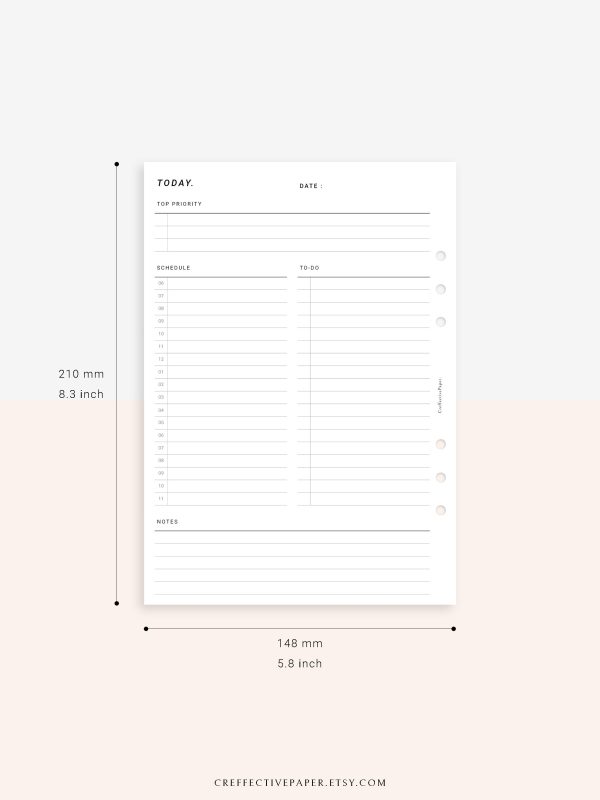 D107 | Printable Daily Schedule Planner Inserts Template Online