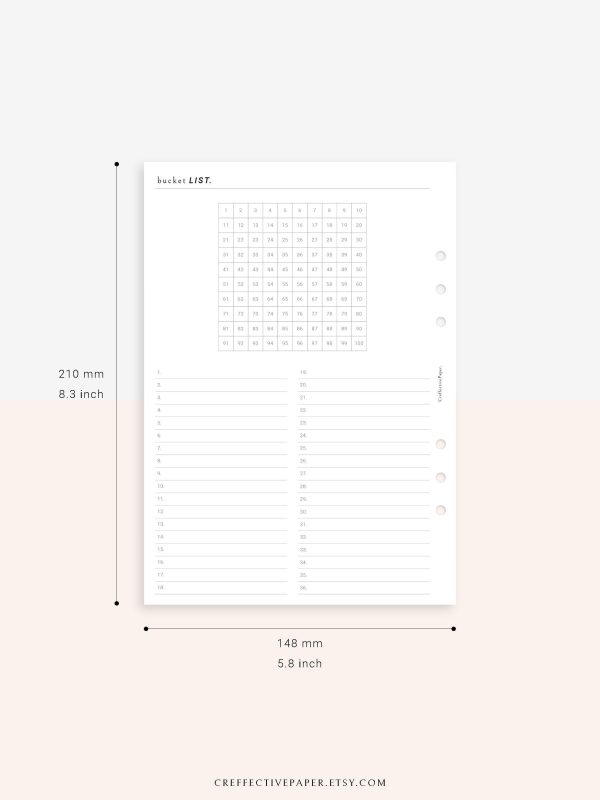 T102 | 100 Bucket List & Dream Log Template For Sale