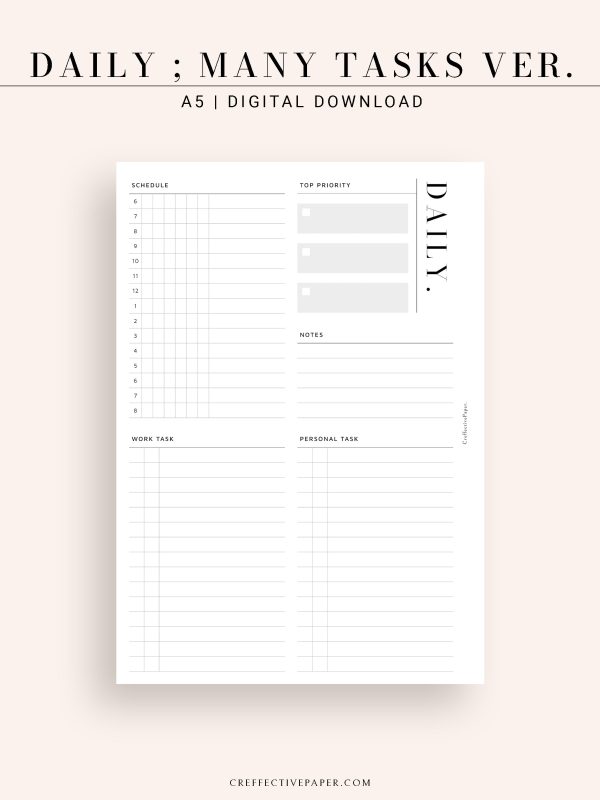 D114 | Daily Schedule Planner, Work & Personal Task Ver. Discount