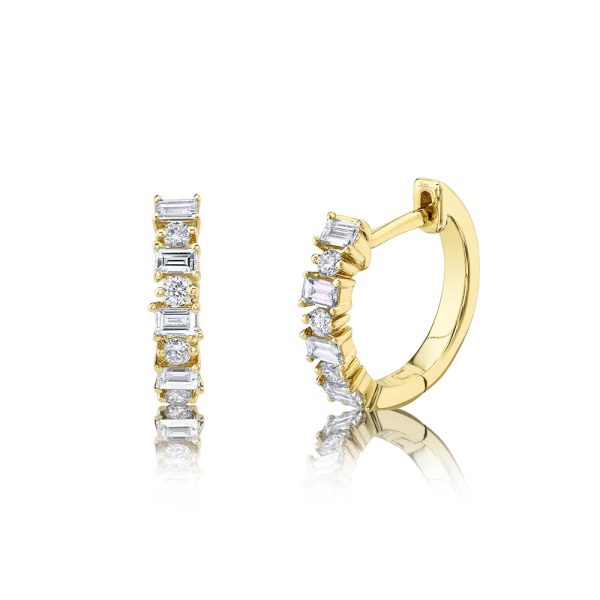 0.42CT DIAMOND BAGUETTE HUGGIE EARRING on Sale