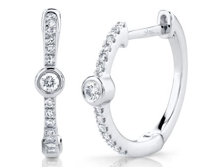 0.13CT DIAMOND BEZEL HOOP EARRING Cheap