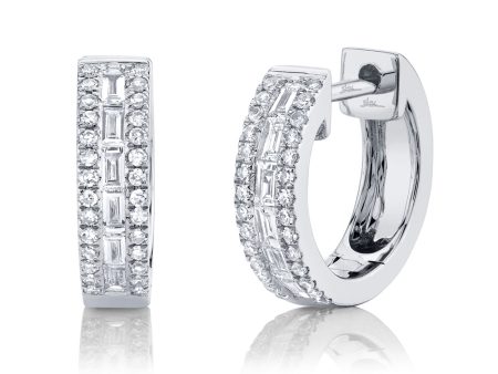 0.34CT DIAMOND BAGUETTE HUGGIE EARRING Supply