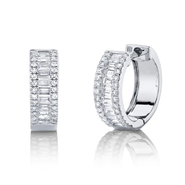 0.49CT DIAMOND BAGUETTE HUGGIE EARRING on Sale